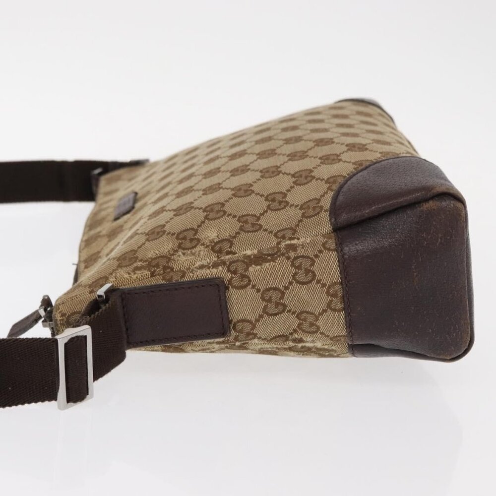 Authentic GUCCI GG Canvas Shoulder Bag Beige Silver 114273 - Picture 11 of 16